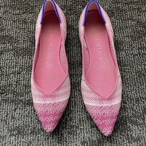 Rothy’s Pink Plaid Pointed Toe Ballet Flats 8.5